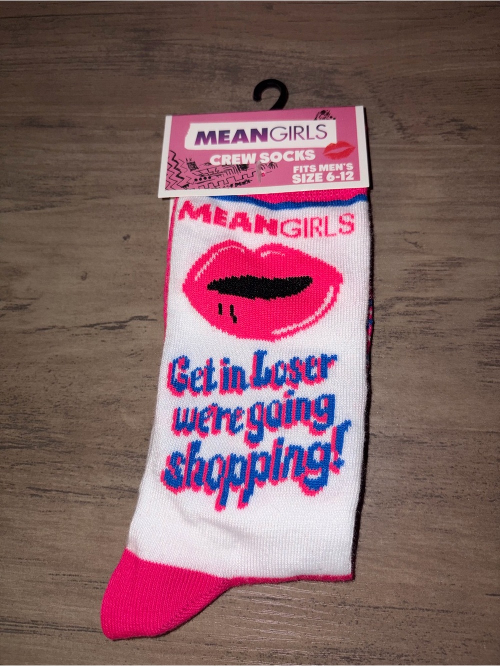 🆕💜🏝️🎉 Mean Girls Crew Socks “Get In Loser We’re Going Shopping” Crew Socks